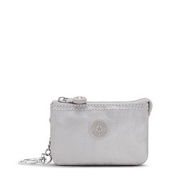 Kipling Creativity Mini Metallic Pouch Keychain Bags Smooth Silver Metallic | AU 2101EB